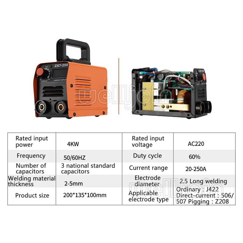 Imagem -03 - Inversor Arco Máquina de Solda Elétrica 220v 20 a 250a Ip21 Igbt Mma Arc Soldador Display Digital Zx7250