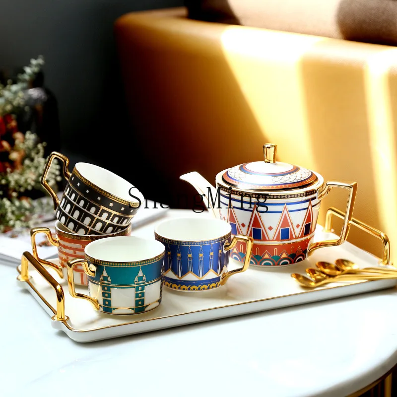 

Полный набор кофейной посуды CL: креативный домашний набор для чаепития, легкий люкс, керамические чашки для чая и кофе с блюдцами.