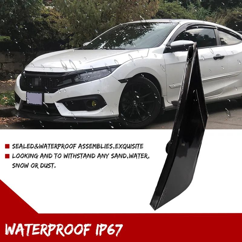 2pcs Car Front Bumper Side Marker Light Fender Flare Light Cover Housings For Honda Civic 2016-up 10th Gen, No Bulb / Socket