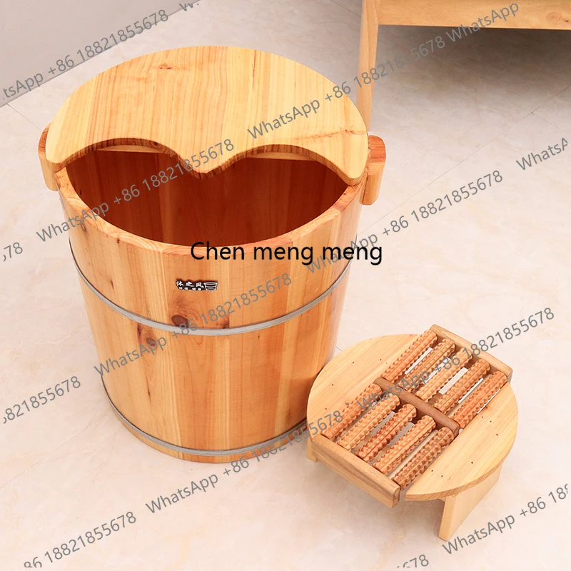 

Глубокая ванна для ног из японского кедра с съемной крышкой для травяного спа/домашнего использования, водонепроницаемая массажная кадка