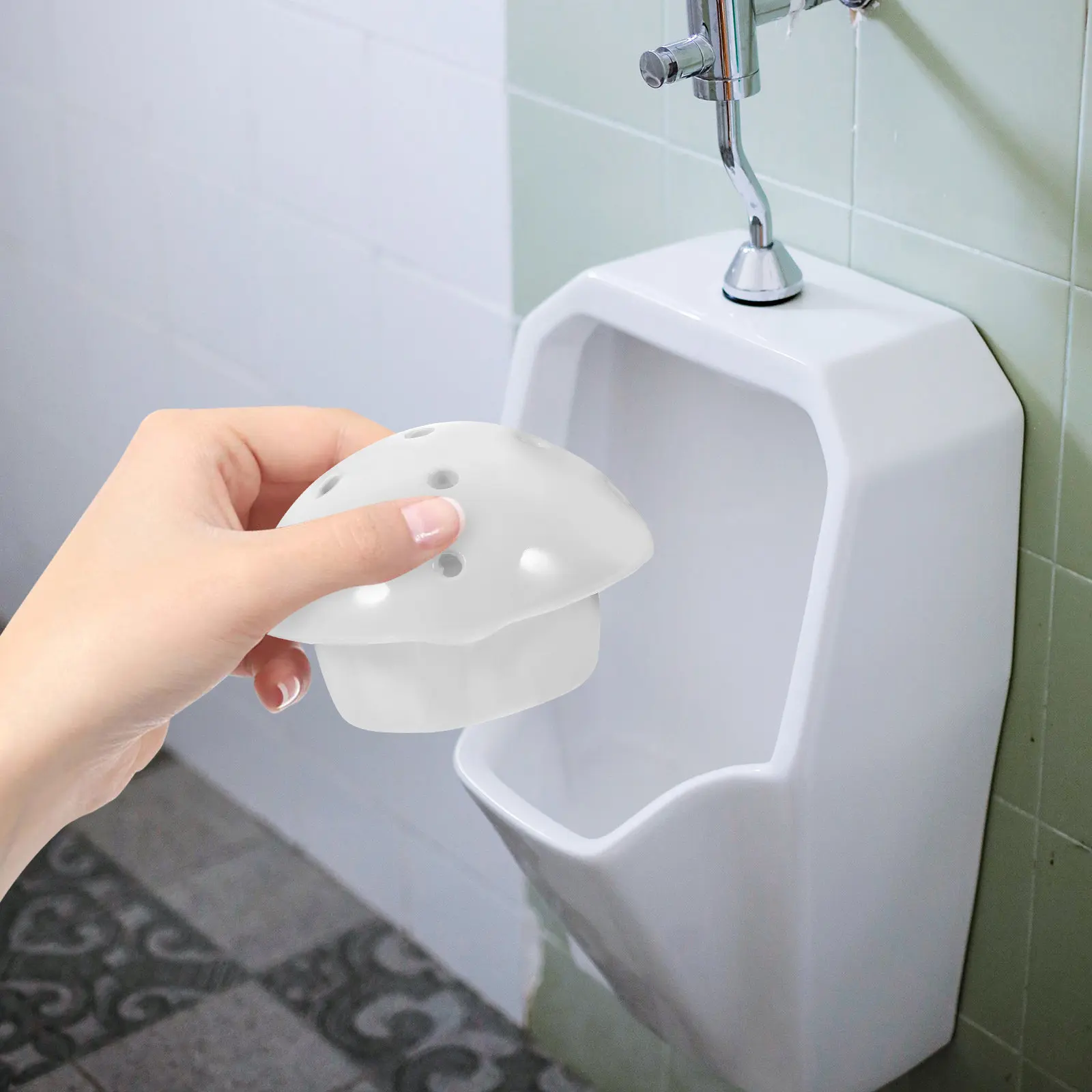 

Ceramic Urinal Strainer Stopper for Men Smooth Surface Splash-Free Urine Drain Cover Bathroom Fixture Modern Minimalist Urinal