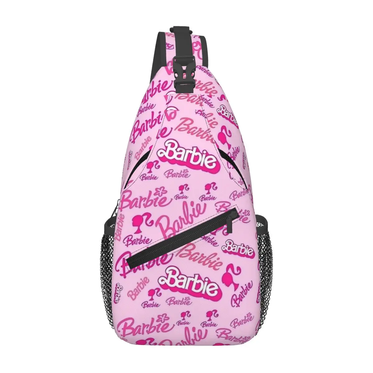 Bolsas crossbody sling para mulheres, logotipo barbie, bolsa peito rosa, mochila ombro menina, mochila para caminhadas, viagem, acampamento, cool