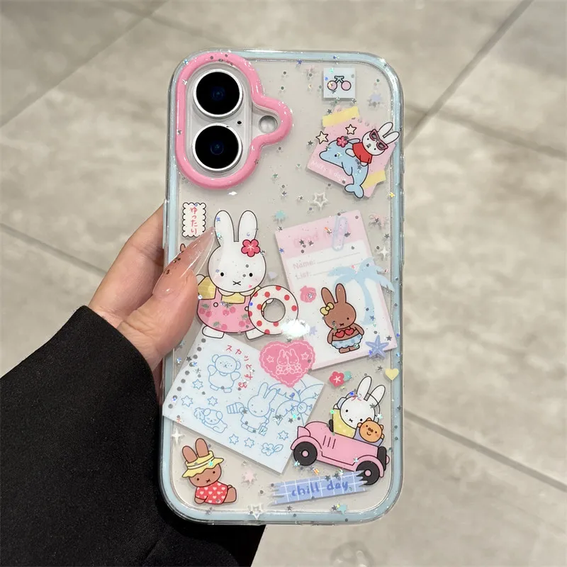 Miffy Kawaii Anime Cartoon Mobile Phone Case For AppleiPhone17/16/15/ Protective Case All Inclusive Anti-fall Ultra Thin