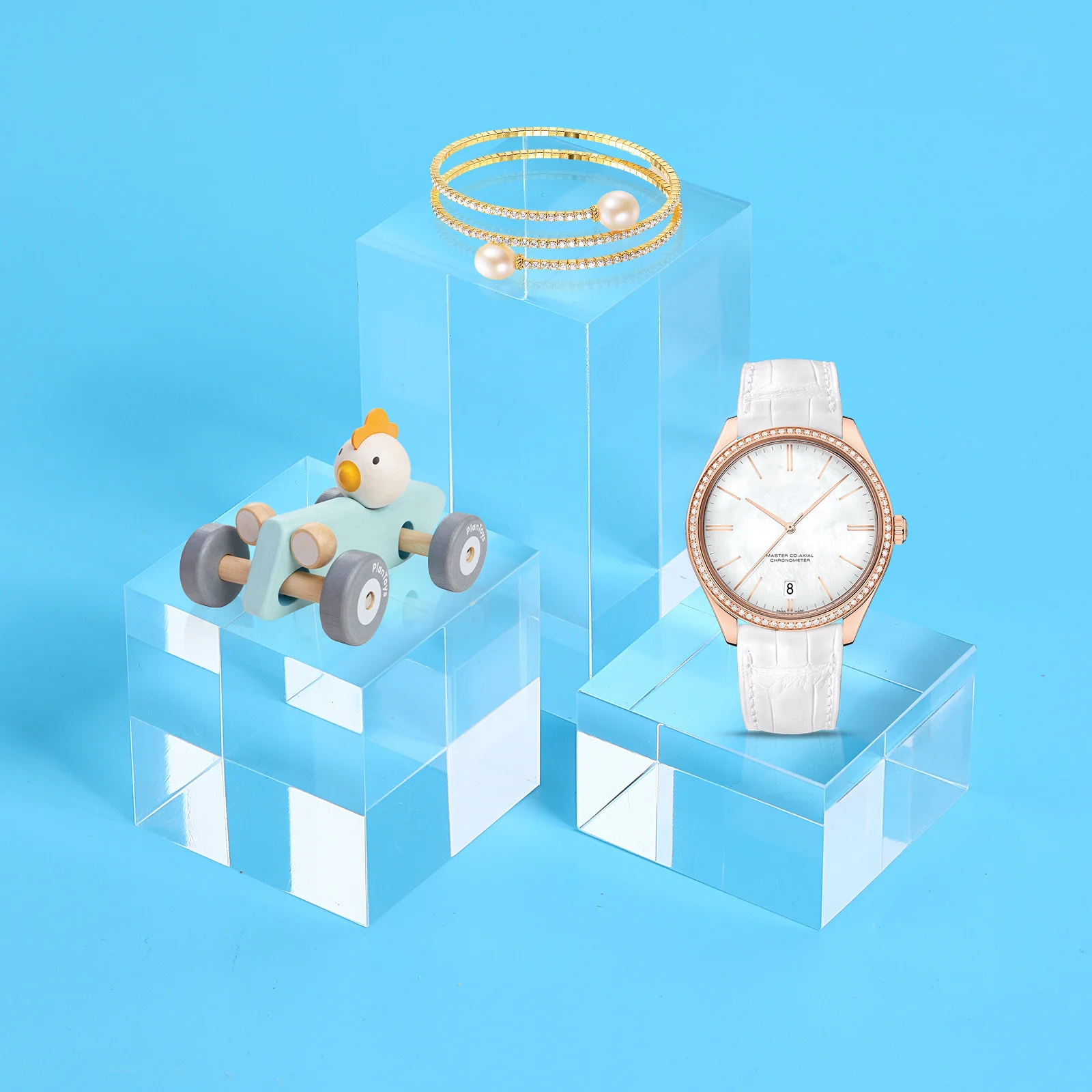 

3Pcs Acrylic Block Holders Clear Delicate Jewelry Display Shelf Strong Long Lasting Multiple Sizes Acrylic Block