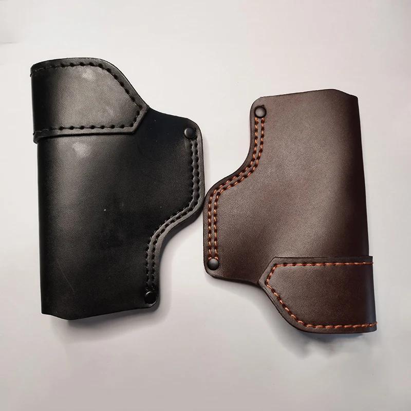 Sarung dompet kulit sapi asli, penutup sarung pistol kulit IWB dengan klip belakang untuk Glock 17/19/23/26/27/29/30/32/33/36/38/39/42/2 warna 43/43X/44