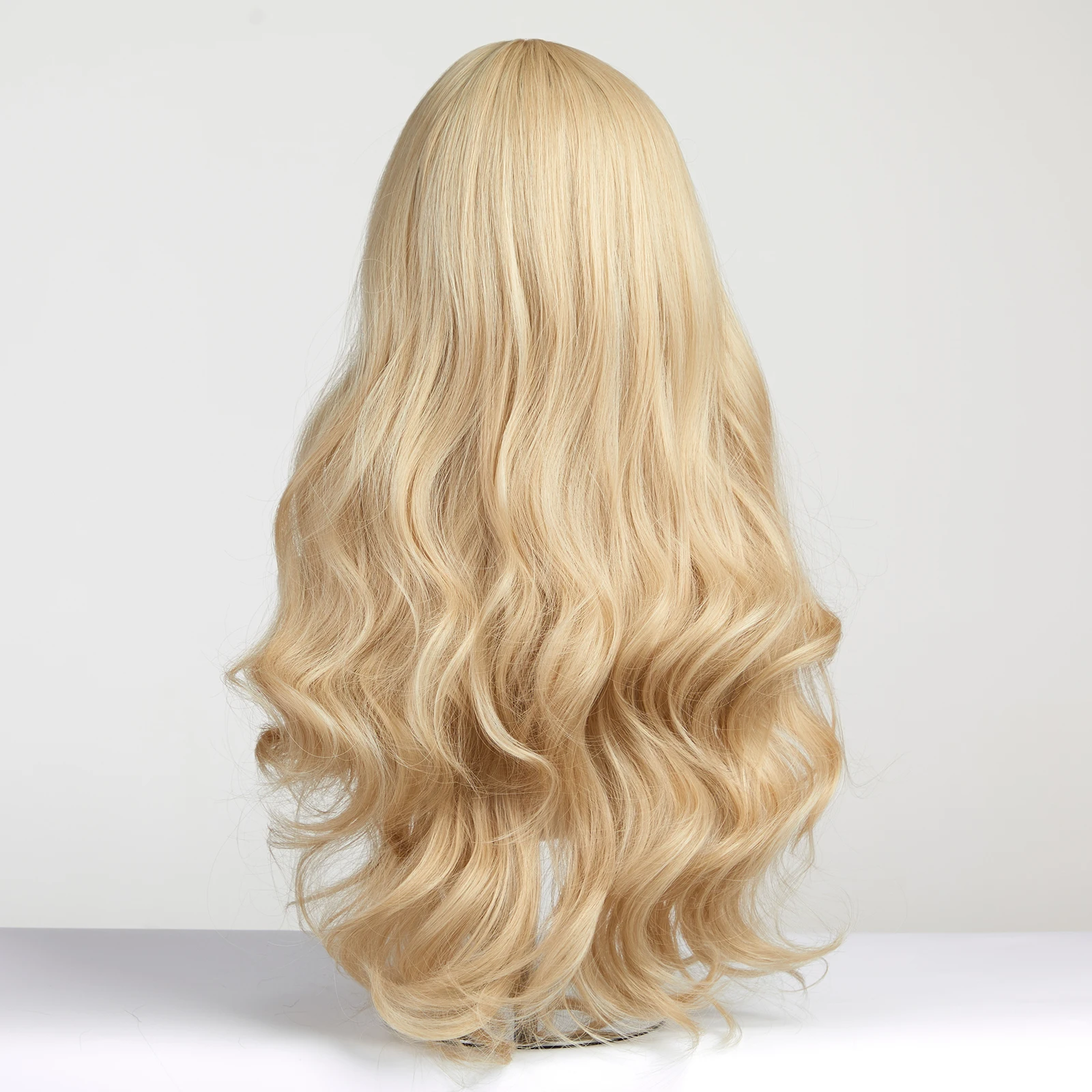 Hell blonde goldene synthetische Perücken mit Pony langes Wasser welliges Cosplay Lolita Natur haar Perücken für Frauen afro hitze beständige