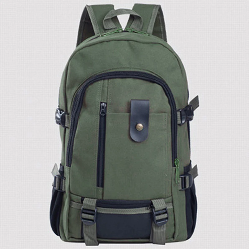 Men's Canvas Backpack Large-capacity Schoolbag Explosion Solid Color Rucksacks Fashion Casual Travel Sport Bag Backpack