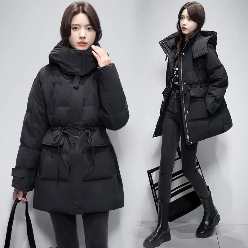 Ladies Winter Coat Women Down Cotton Hooded Jacket Woman Casual Warm Outerwear Jackets Female Girls Black Clothes PA1183