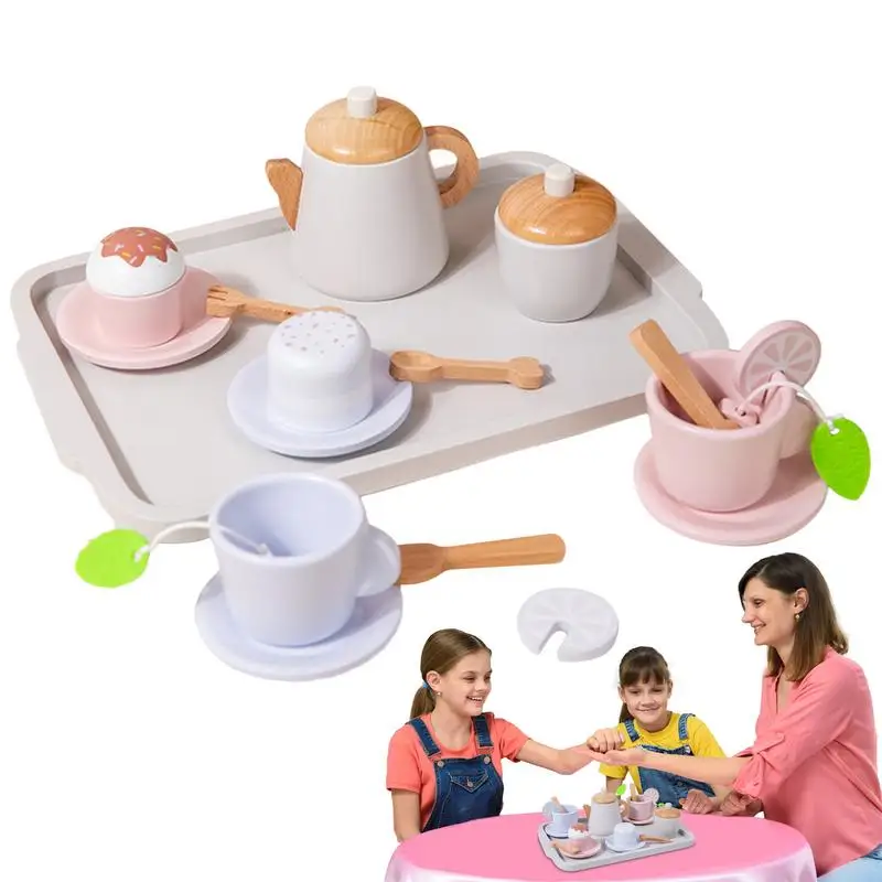 

Wooden Tea Set For Little Girls Kitchen Pretend Play Toy Simulation Tea Party Set For Little Girls Cupcake Food Pretend Play