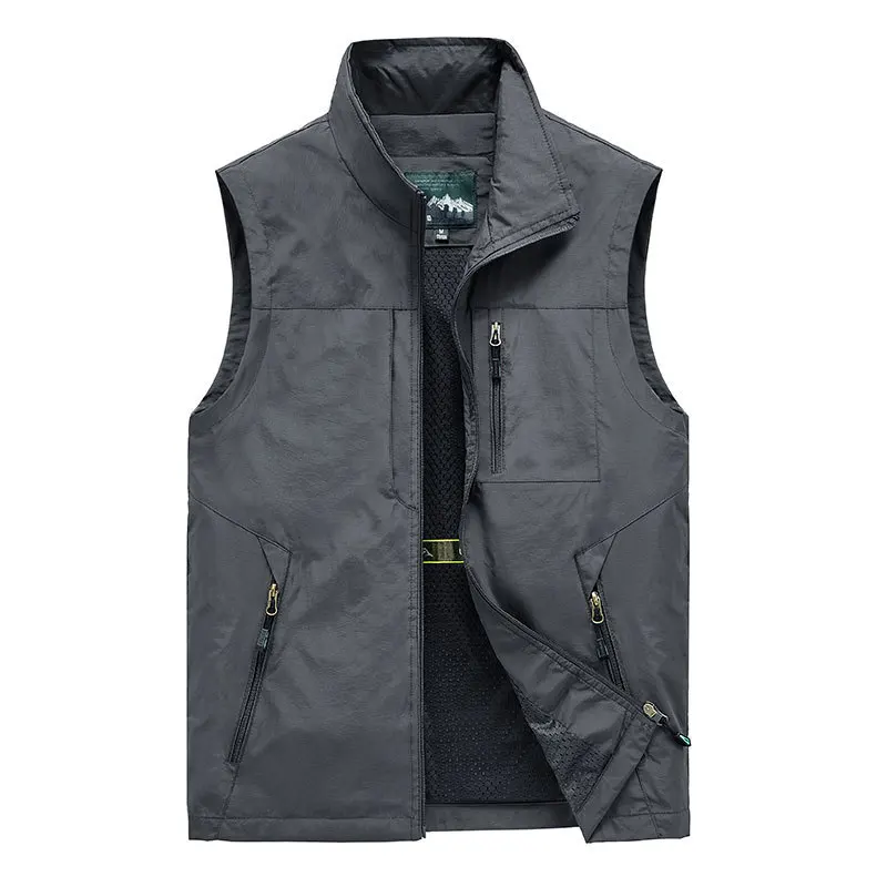 Multifunctional Workwear Vest For Spring Autumn Outdoor Fishing Photography Multi Pocket Stand Up Collar Breathable Vest New