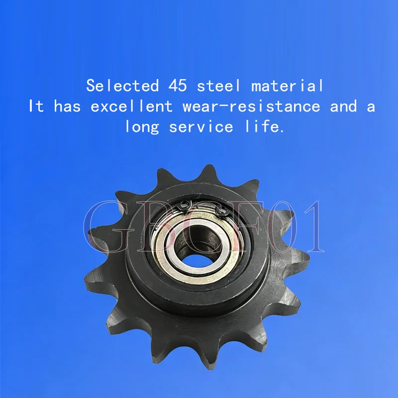 9T-15T 16A Sprocket with Bearing 9 10 11 14 15 Teeth Idler Sprocket Drive Chain Gear Bore 15 17 20 25mm 45# Steel