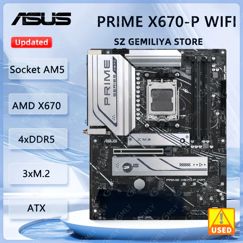 

ASUS PRIME X670-P WIFI Motherboard Socket AM5 AMD X670 DDR5 3xM.2 ATX support Ryzen 7 9700X Ryzen 5 8600G Ryzen 5 7600 cpu