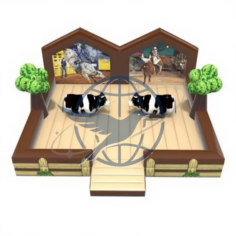 Outdoor Inflatable Twin Mechanical Bulls Rodeo Bull Double Mechanical