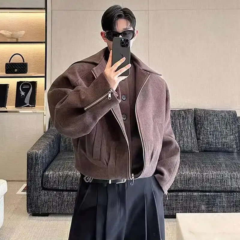 LUZHEN 2024 Otoño Invierno prendas de vestir exteriores de lana falsa chaqueta de dos piezas elegante guapo coreano de alta calidad abrigos de hombre LZ7380