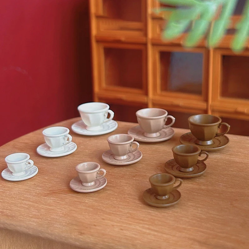 Conjunto de Xícara e Prato de Café em Miniatura Francesa para Brincadeira de Chá da Tarde, Acessório para Bonecas