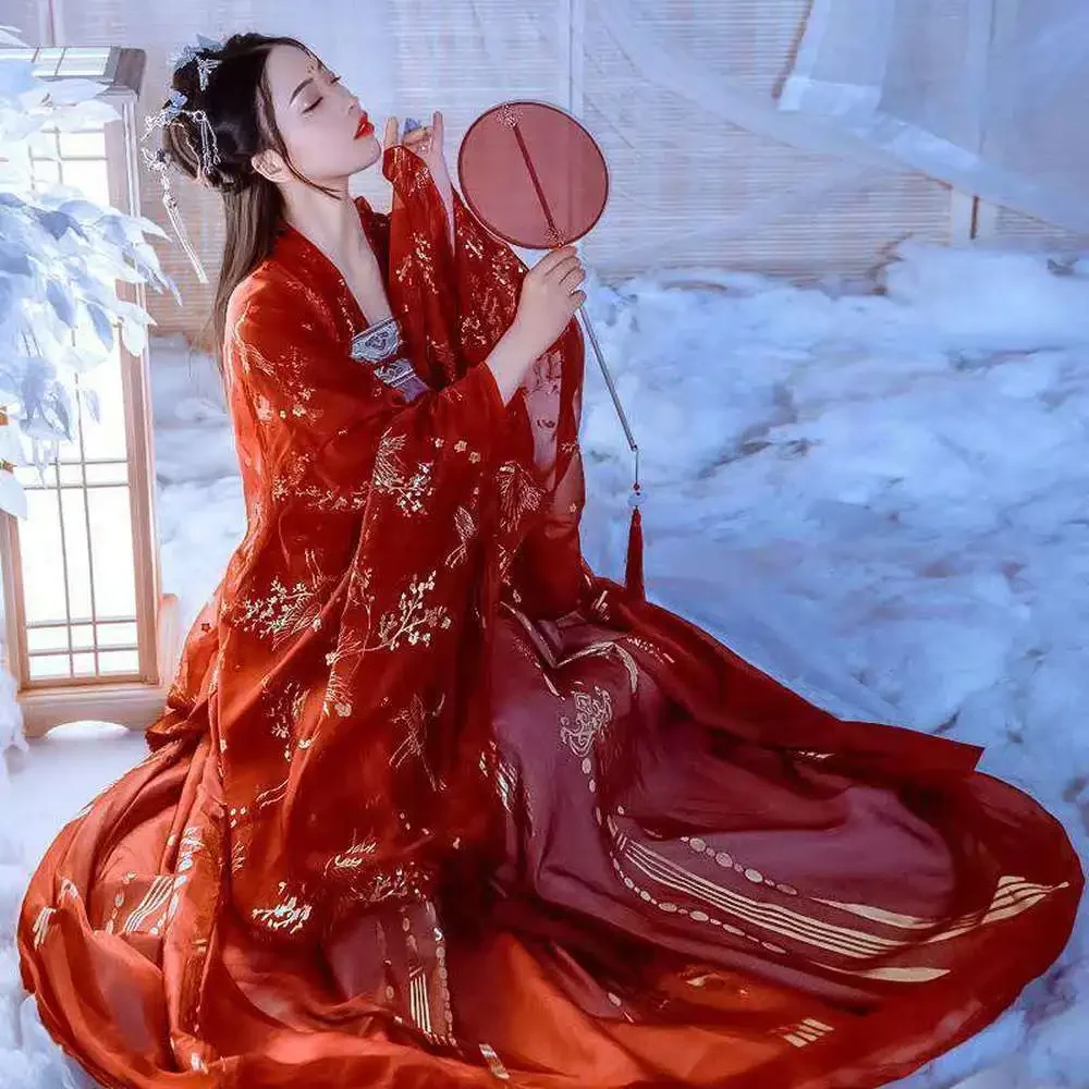 الصينية القديمة زي ملابس حريمي التقليدية Hanfu النساء حجم كبير سلالة تانغ أزياء رقص فستان جنية الشعبية 2025