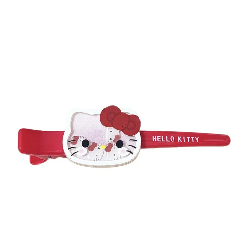 Hello Kitty Hair Clip Shaker Bangs Pin Cartoon Student Side Clip Headwear Ornament Gift Girls Fans Kawaii Accessory Red Bow view 5