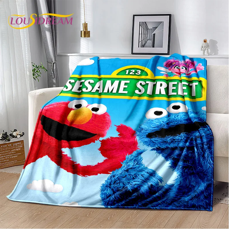 Cartoon Sesame Street Cute  Soft Blankets,Keep Warm Throw Blanket Comfortable Blanket for Picnic Beds Sofa Home Bedroom Gift Kid