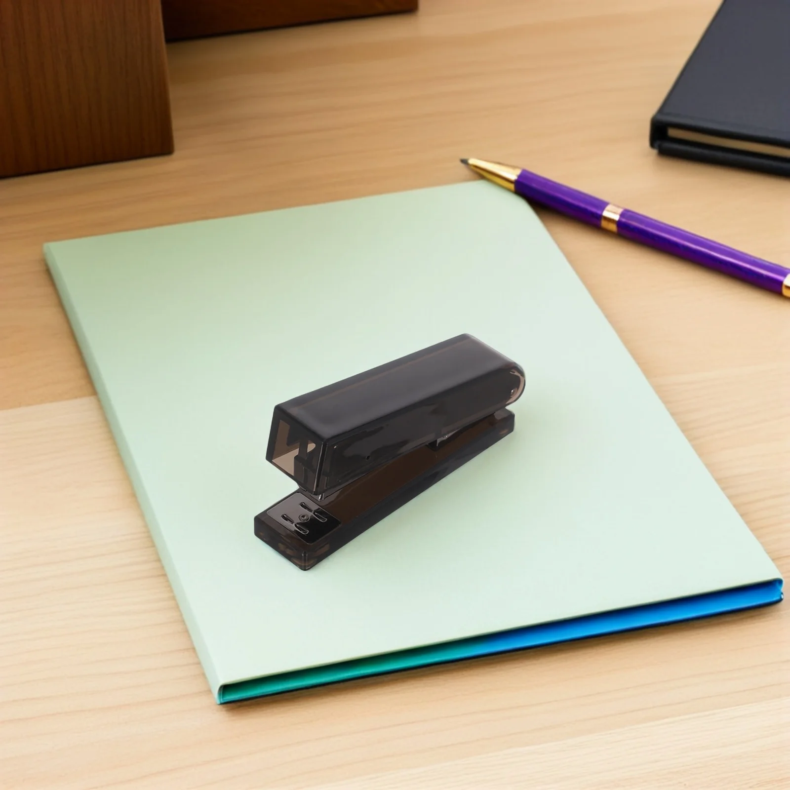 

Black Acrylic Stapler Large Capacity Desktop Desk Stapler Office School Bookbinding Thick Document Paper Clamp Stationery