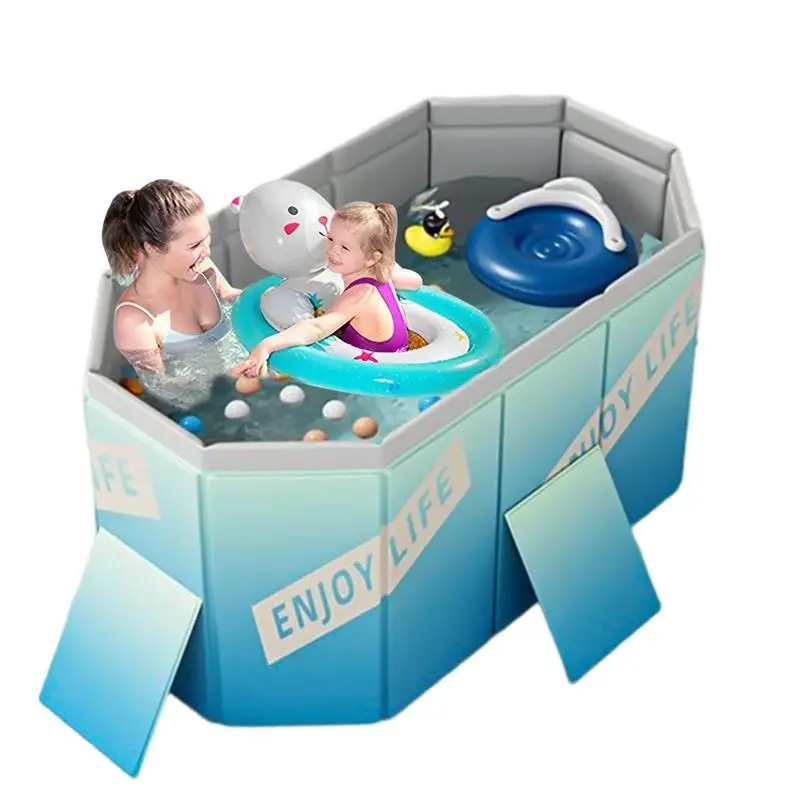 PVC Summer Swimming Pool with Bracket Foldable Pools for Kids Anti-Slip Collapsible Pet Bathtub Portable Outdoor Play Pool