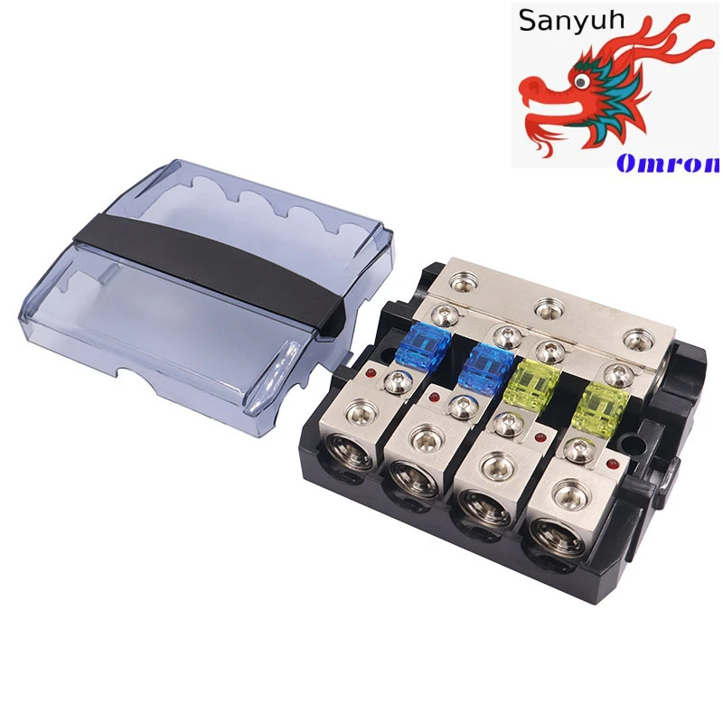 

4AFS-5 Автомобильный аудиоусилитель мощности, модифицированный OGA 4GA 3IN 4OUT 60A 100A, многофункциональный 4-позиционный держатель предохранителя и шина со светодиодной подсветкой