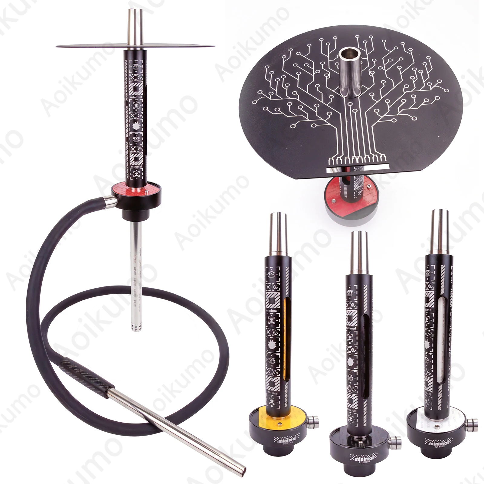 Geometry Minimalism Technology Hookah Set New Complete Stainless Steel Shisha Hookah Narguile Sheesha Cachimbas Nargile Set