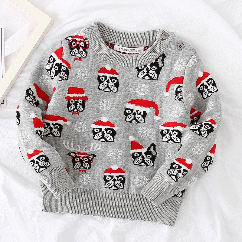 Christmas Sweaters Children Winter Warm Pullover Baby Cartoon Knitted Sweaters Autumn Kids Clothes 2-7Yrs Boy Girl Xmas Pullover