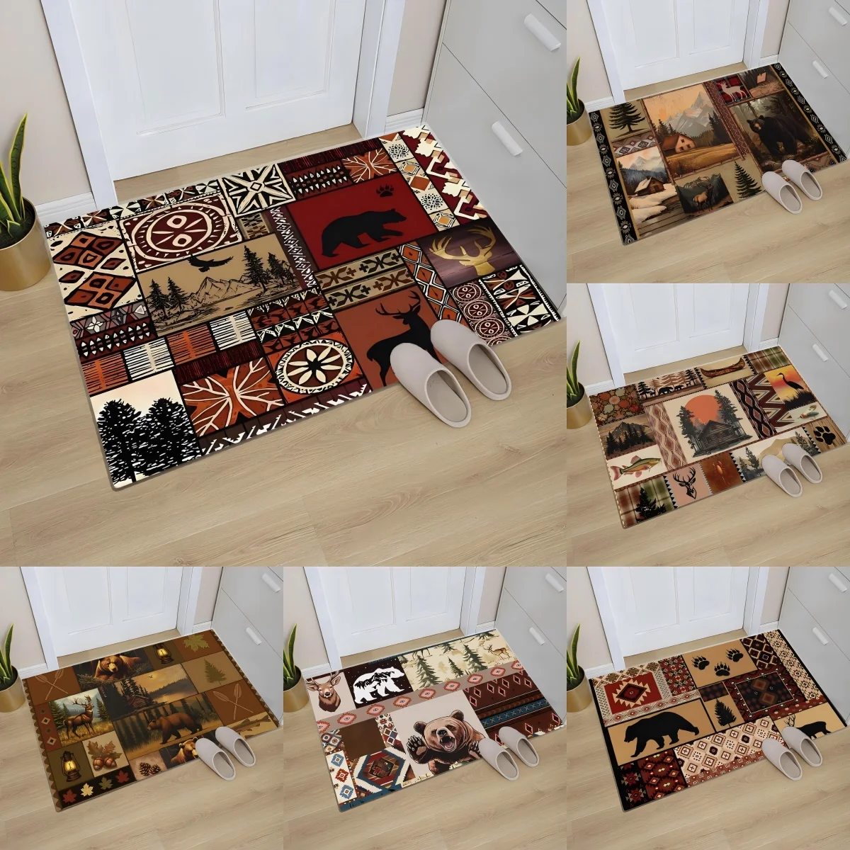 Vintage Country Wildlife Willkommensmatte, rutschfester Teppich für Badezimmer, Küche, Schlafzimmer, Wohnzimmer, Eingangsteppich, Heimdekoration, Fußmatte