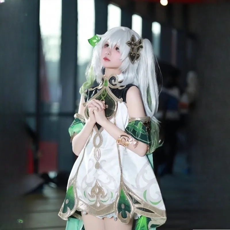 جينشين إمباكت أزياء تنكرية لحفلات الهالوين، مجموعة تنورة قصيرة من العشب الله ناهيدا، نمط لطيف، أداء المسرح، بدلة فستان للبالغين