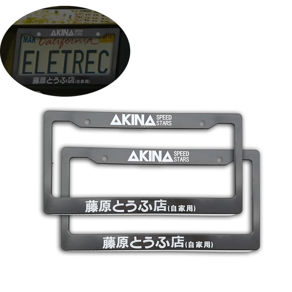 

2PC Car License Plate Frame Holder Cover Abs Decoration Usa Standard For Initial D Fujiwara Tofu Shop Akina Ae86 Jdm Accessories