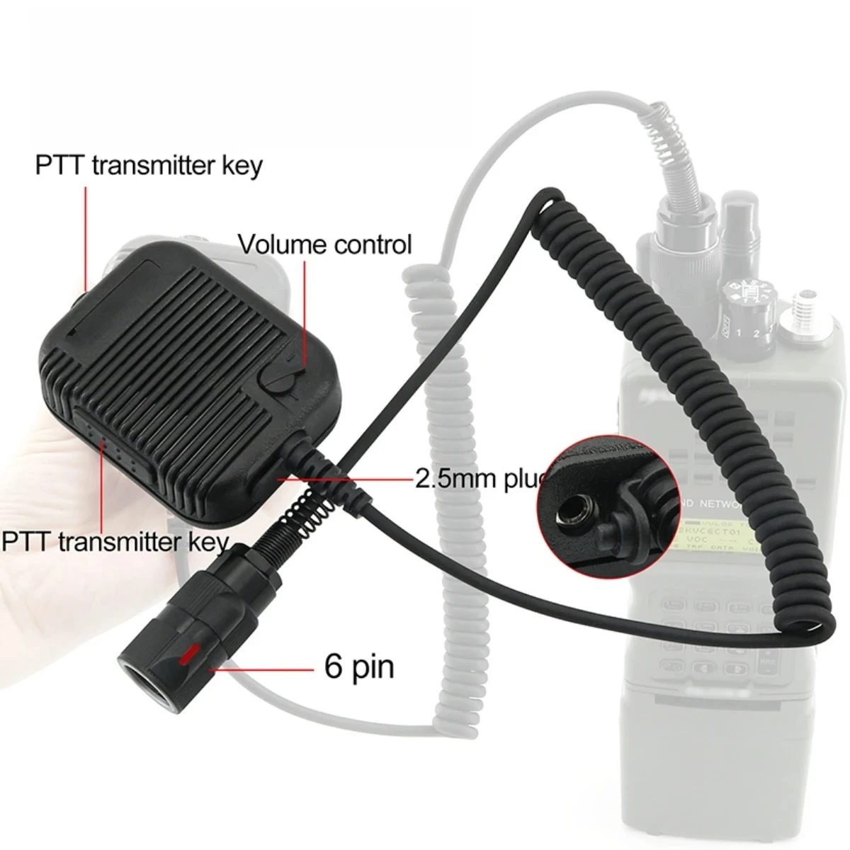 NEW   Handheld Speaker Microphone Tactical 6-pin PTT Adapter Suitable for AN/PRC 148 152 163 Analog Chassis Intercom Model