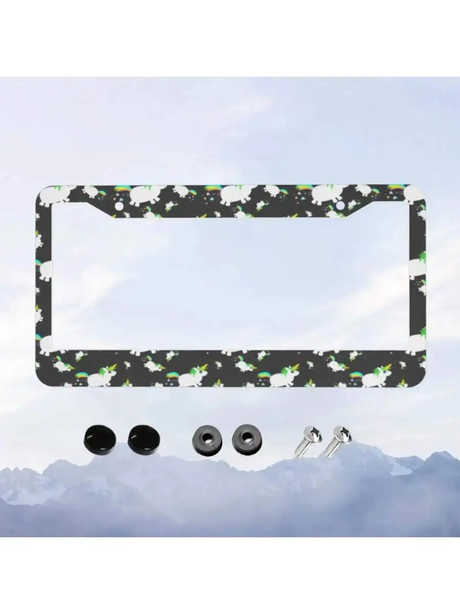 1 Aluminum License Plate Frame, Rainbow Pony Design, Durable Car Accessory, Unique Gift Idea, Suitable For Various American Car view 4