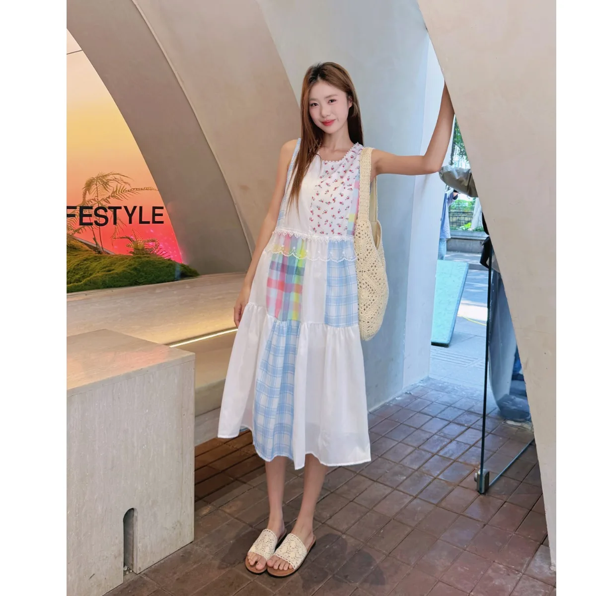 الرجعية الأزهار سترة تقسم اللون القطن الكتان Svel فضفاض الدكتور الصيف Vaion Sle ميدي تنورة ألياف البوليستر