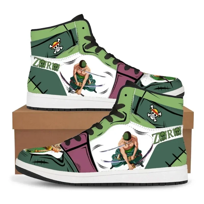 

One Piece Anime Shoes Men Dropshipping Luffy Zoro Ace Cartoon Cosplay Sneaker Man High Top Vulcanized Running Shoes Gift