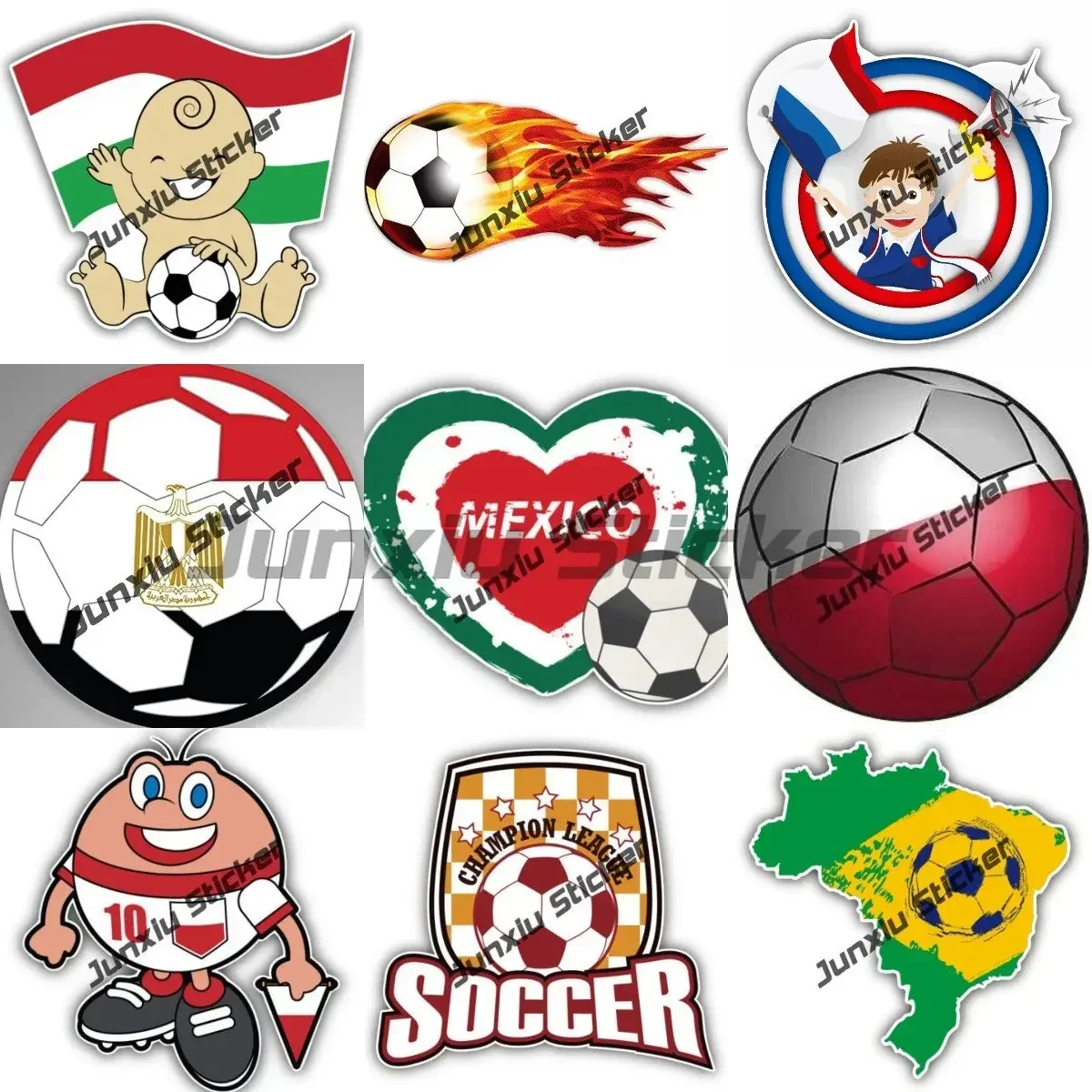 Poland Spain Hungary Croatia Flag Soccer Ball Decals Creative National Flag Football Soccer Decal Football Sport Sticker for Car