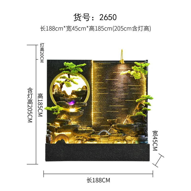 Water Curtain Wall Flowing Water Ornaments Circulating Water Rockery Lucky Water System Decoration Landscape