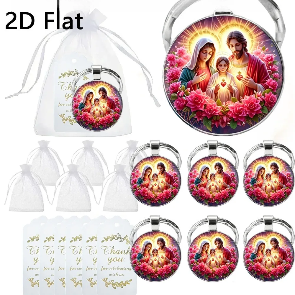12/24/40 Piezas de Rosarios con la Virgen María y el Sagrado Corazón, Llaveros, Cuentas de Oración, Tarjetas y Bolsas para Regalo de Boda, Comunión o Cumpleaños