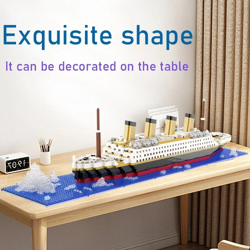 

DIY Model Small Particle Building Block Assembly Puzzle Toy Titanic Giant Boy Girl Cruise Ship Brick Kit Desltop Birthday Gift