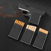 New Clip Gun Type Butane Gas Lighter Three Capacity Cigarette Holder Windproof Jet Blue Flame Lighters Men's Gift (NO GAS)