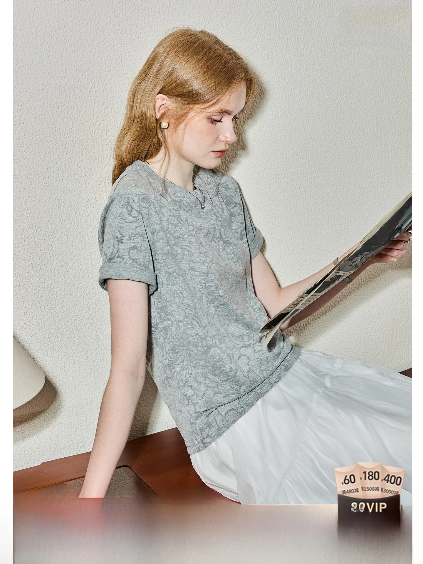 Flocking round Neck Short Sleeve T-Shirt Women Commute Style Low Profile Office Commute Summer Kuhnmarvin Casual Knitted Poly...