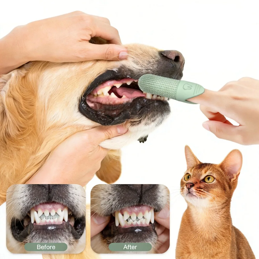 360° Cleaning Dog Finger Toothbrush, Food Grade Silicone Pet