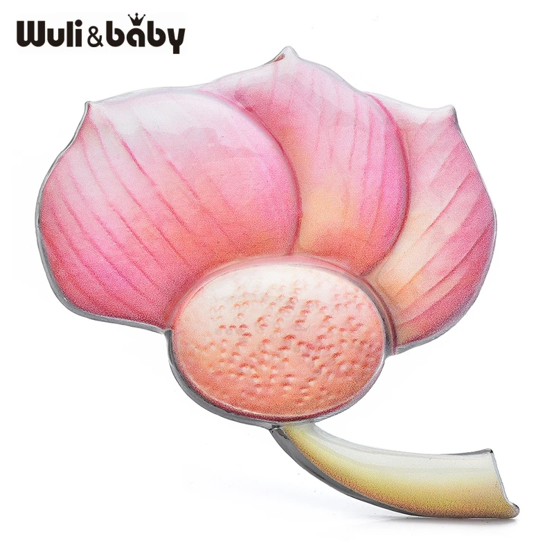 

Wuli&baby Beautiful Lotus Flower Brooches 3-color Plants Brooch For Women's Clothes Backpack Pins Badge Gifts