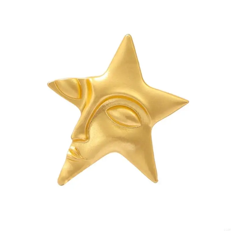 Elegant Silver Gold Plated Brooch Pins for Women and Men Face and Star Designs Lapel Pin Perfect for Dresses and Shawls