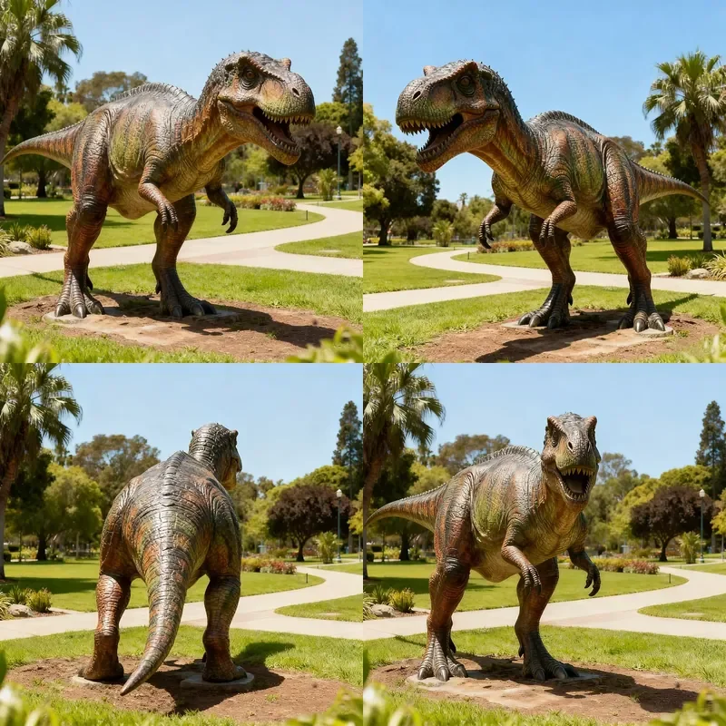 Corrosion-resistant Fiberglass Dinosaur Statues for Outdoor Park Exhibitions, with Painted Surfaces