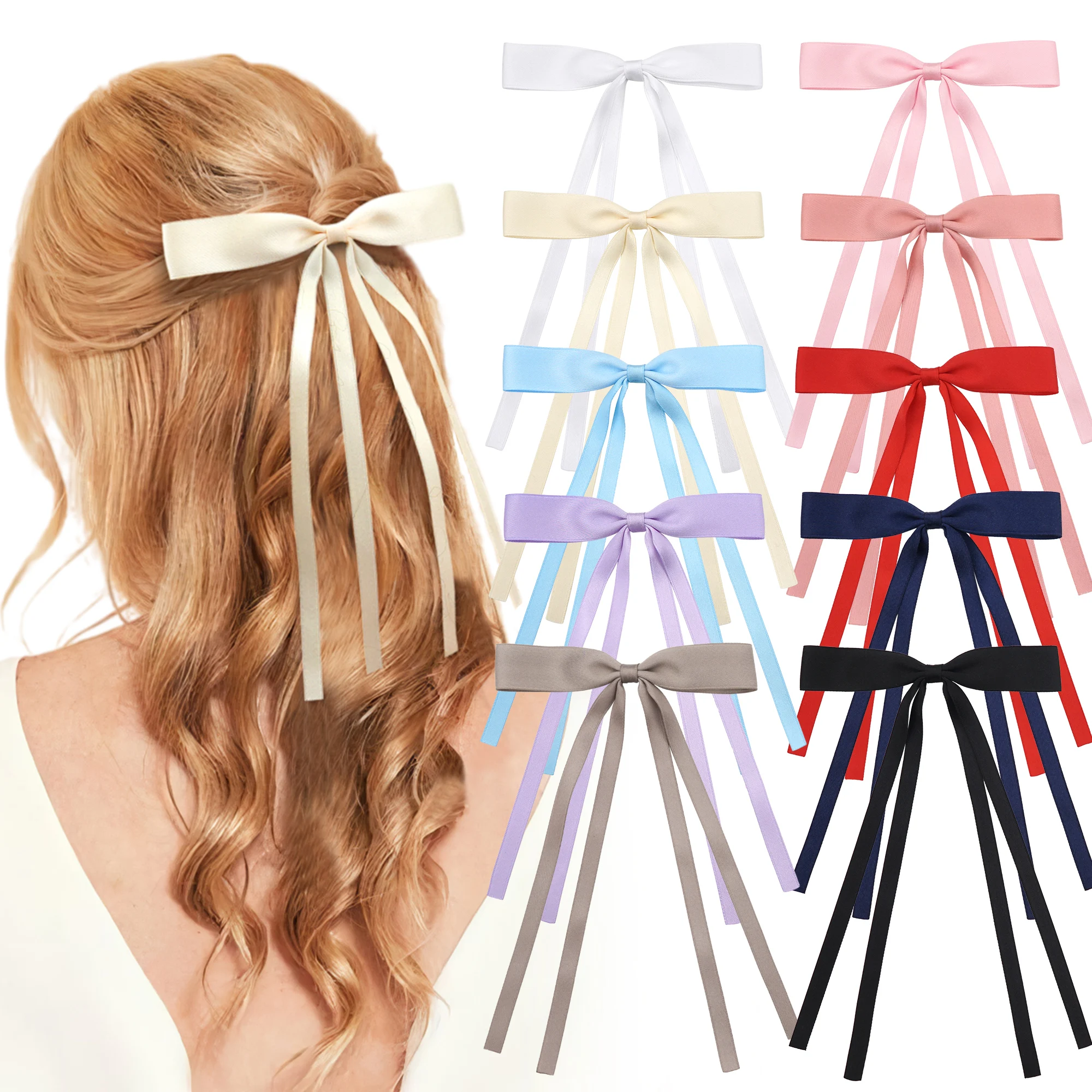 2/4/6Pcs Braided Bows Hairpins for girls Ribbons Double Ponytails Cute HairClips Headwear Fashionable Hair Accessories for woman