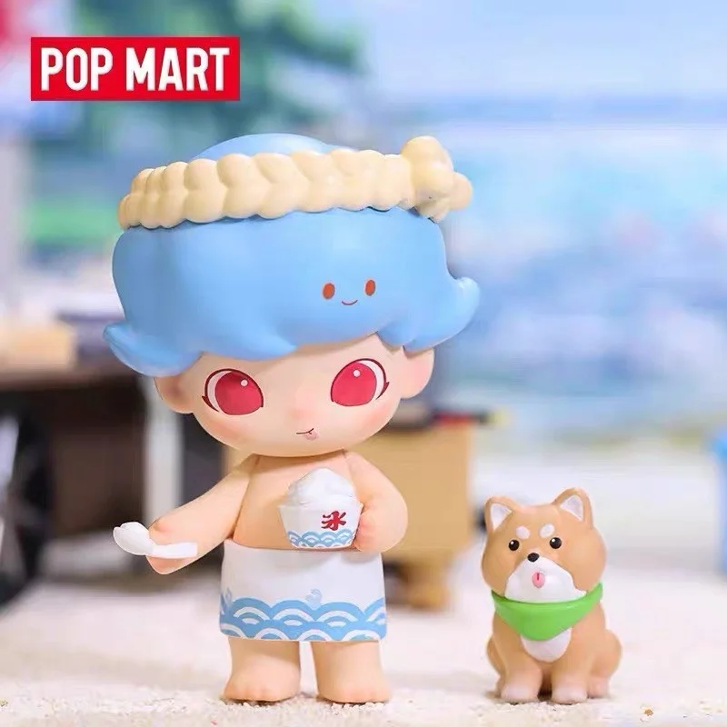 Dimoo Eating Shaved Ice Elevator Summer Day Anime Figure Ornament Figurines Home Decor Desktop Dolls Model Girls Gift