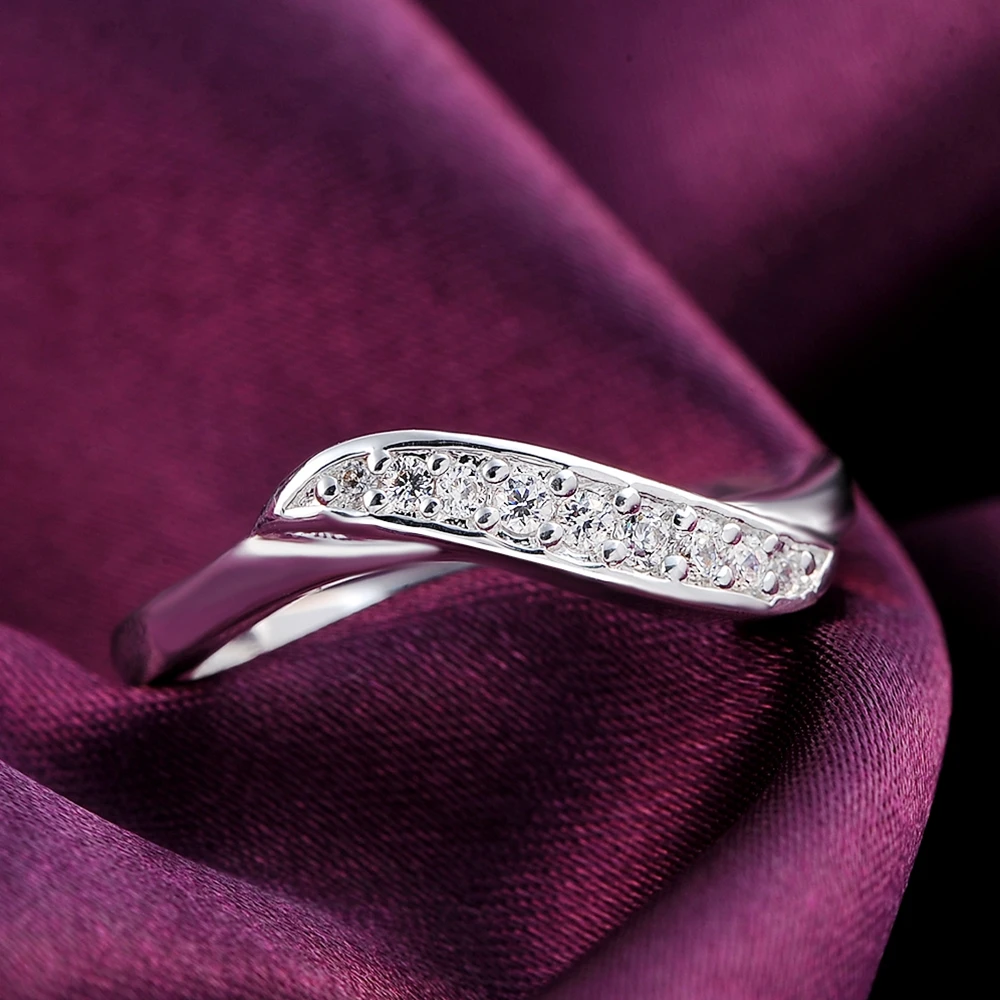 engagement ring s925 Stamp Silver color crystal For Women Fashion elegant Wedding Party Gifts Girl student Charm fine Jewelry