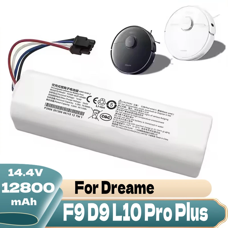 Оригинальный запасной аккумулятор P2008-4S2P-MMBK 14 В 12800 мАч для Dreame F9 D9 L10 Pro Plus RLS3 RLS5 RLS5L RLS5D, аксессуары, запчасти