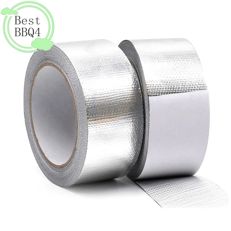 (BBQ4)10m*3cm Aluminum Foil Tape High Temperature Resistant Insulation Tape Manifold Downpipe Wrapping Tape Silver Tape