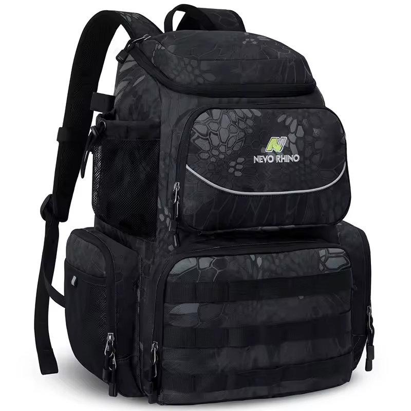 Fishing Camping Tackle Backpack Large Waterproof Lure Bag with Protective Rain Cover Tactical Bag Multi-function Fishing Pack